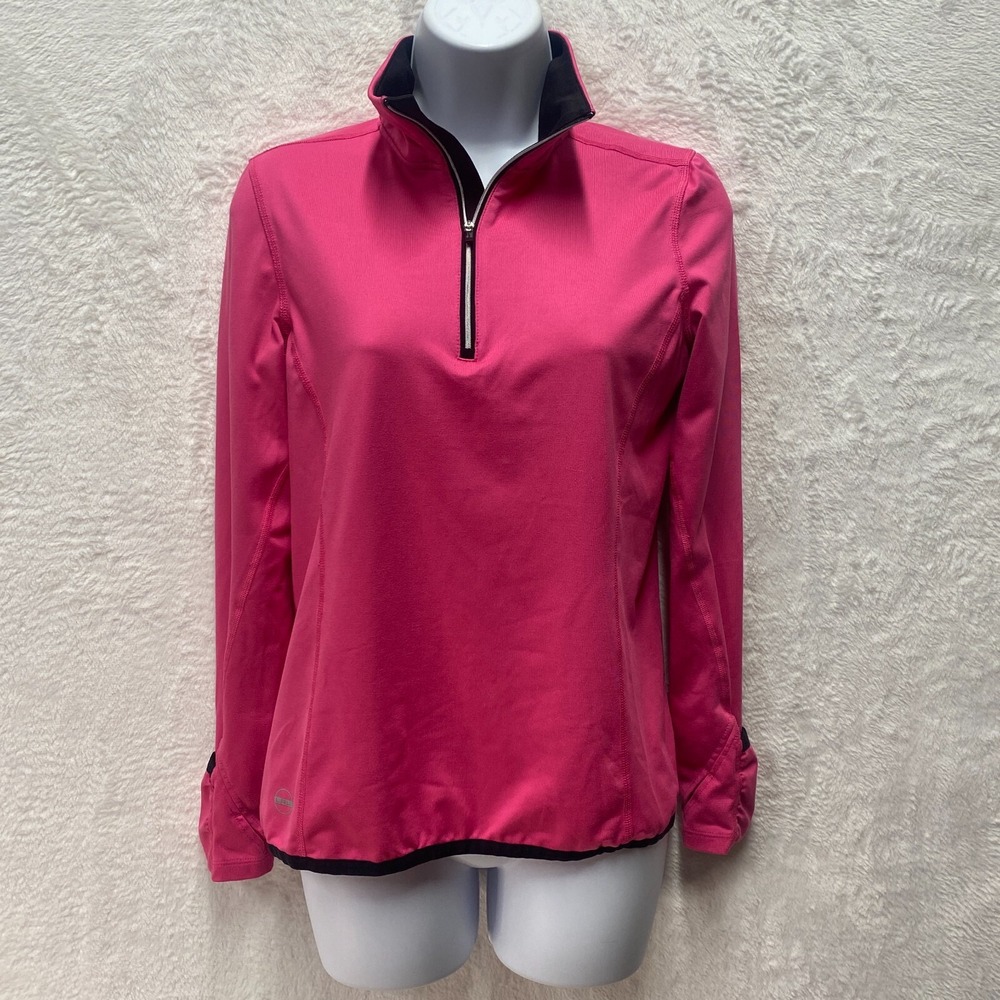 Lauren Ralph Lauren 1/4 Zip Pullover Top Women Small Pink Thumbhole Performance